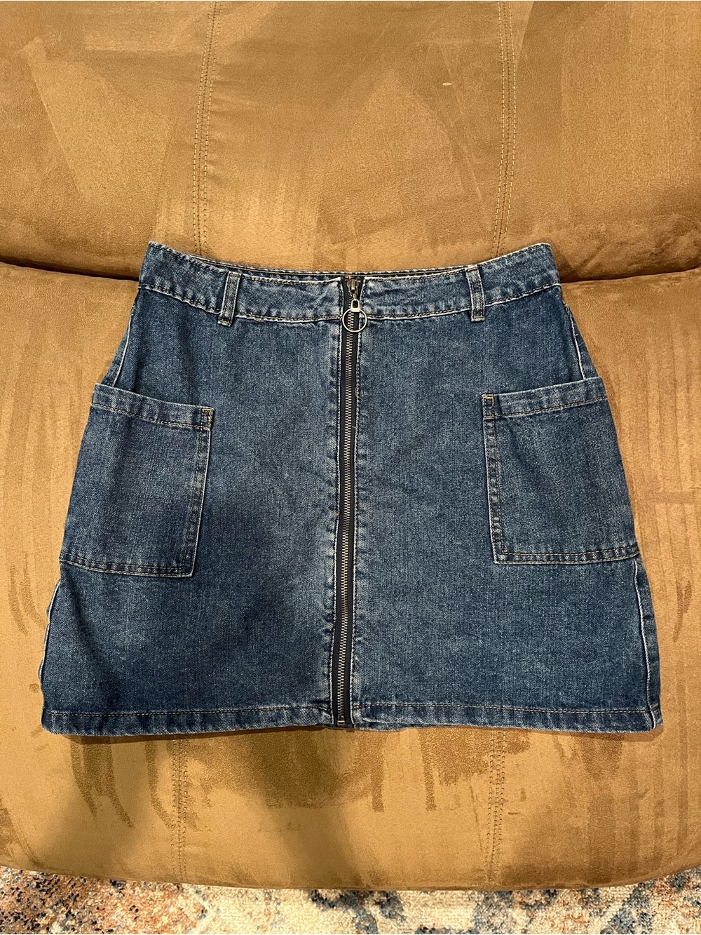 Cotton On Women's Blue Denim A-Line Mini Skirt size 8